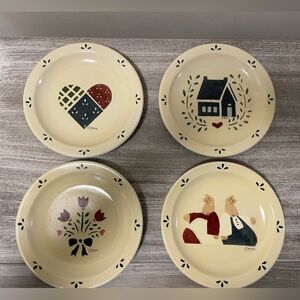 Set of 4 Homer Laughlin GGC-1 Cottagecore Plates Hearts, Bunny, Home & Flowers
